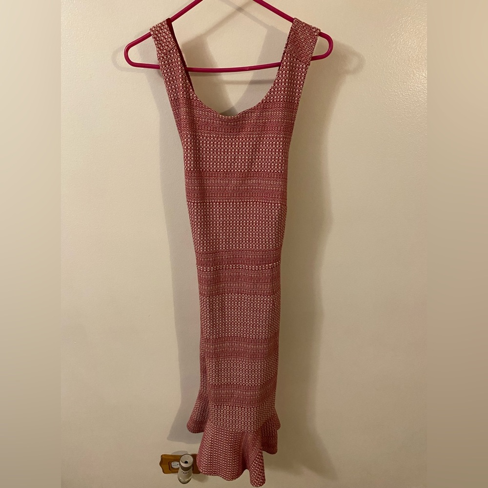 Banana republic short mermaid dress open back, size 8, used, red & white